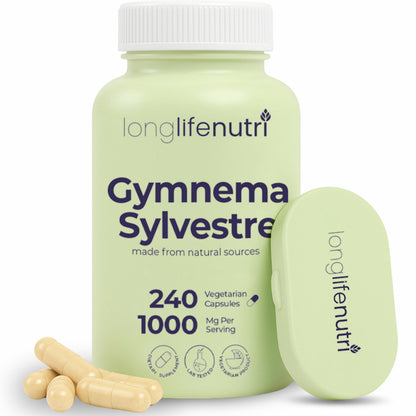 LongLifeNutri Gymnema Sylvestre 1000mg Organic 20:1 Extract - 240 Veg Capsules - Made in USA