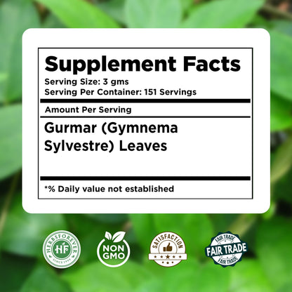 Herbsforever Gurmar Powder | Organic Gymnema Sylvestre Leaf | 454 GMS | Non-GMO, Vegan, Gluten-Free