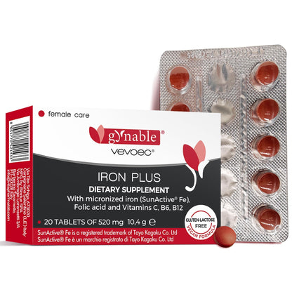 Gentle Iron Plus for Women – 18 mg Slow-Release Iron, Folic Acid, B12, Vitamin C & B6 | 20 Tablets