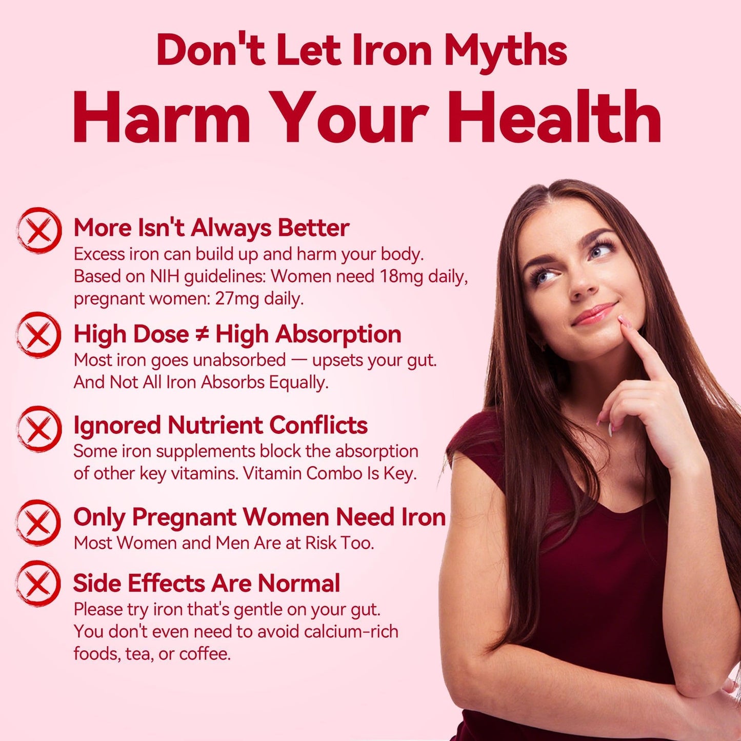 Gentle Iron Plus for Women – 18 mg Slow-Release Iron, Folic Acid, B12, Vitamin C & B6 | 20 Tablets