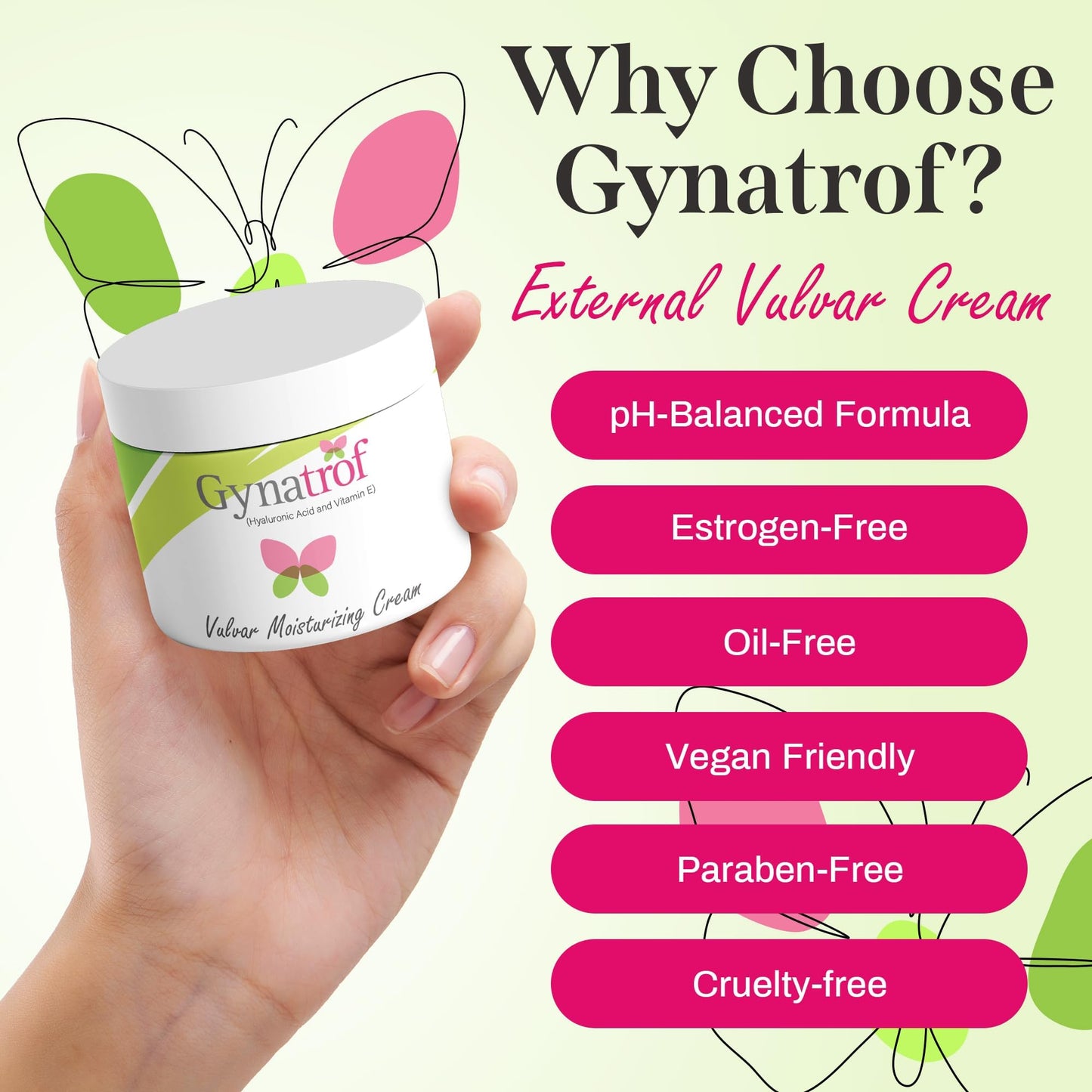 Gynatrof Vulva Moisture Cream – Gentle Hydration for Sensitive Skin, Daily Comfort, 2 oz