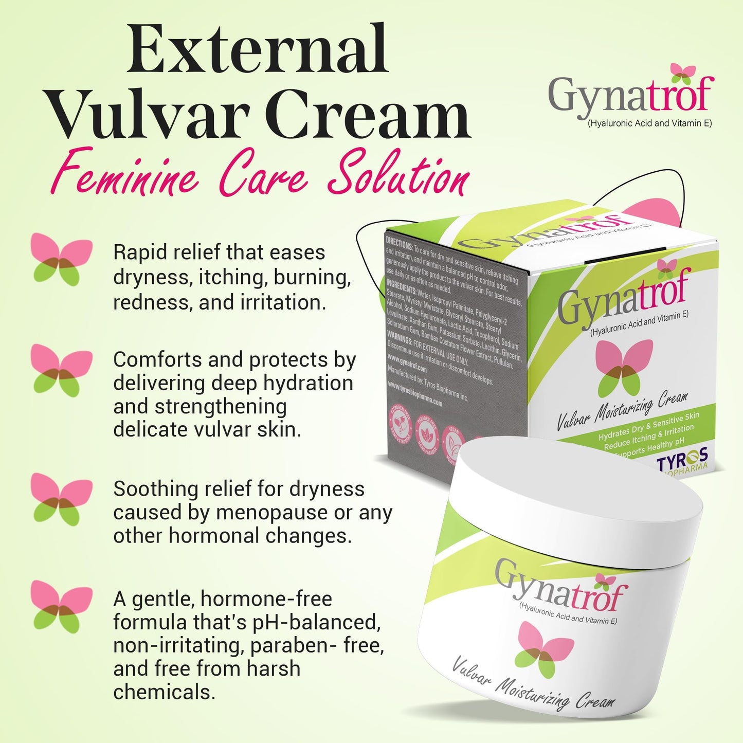 Gynatrof Vulva Moisture Cream – Gentle Hydration for Sensitive Skin, Daily Comfort, 2 oz