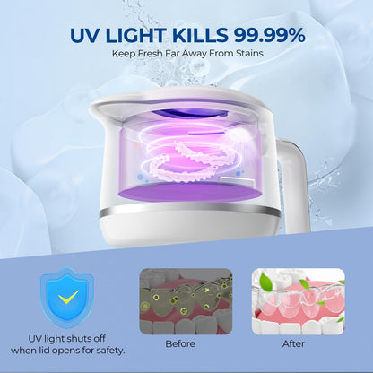 GYNHD Ultrasonic Retainer Cleaner - 45kHz 200ml, 5 Modes, Digital Timer, Water Bottle Design | Porcelain White
