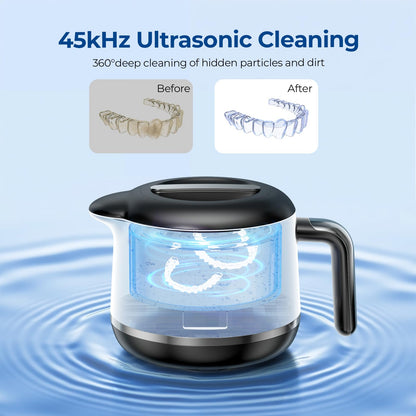 GYNHD Ultrasonic Retainer Cleaner – 45kHz, 200ml, 5 Modes, Bright Black