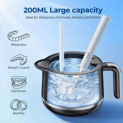 GYNHD Ultrasonic Retainer Cleaner: 45kHz, 200ml, 5 Modes, UV Light, Digital Timer