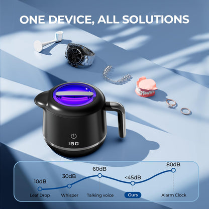GYNHD Ultrasonic Retainer Cleaner: 45kHz, 200ml, 5 Modes, UV Light, Digital Timer