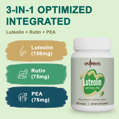 Gyumolics Luteolin 300mg - 150mg Luteolin, 75mg Rutin, 75mg PEA | Vegetarian, Gluten-Free, 60 Softgels