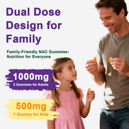 Gyumolics NAC Gummies 1000mg Adults & 500mg Kids – Vegan, Sugar-Free, 120 Gummies