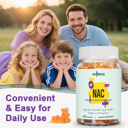 Gyumolics NAC Gummies 1000mg Adults & 500mg Kids – Vegan, Sugar-Free, 120 Gummies