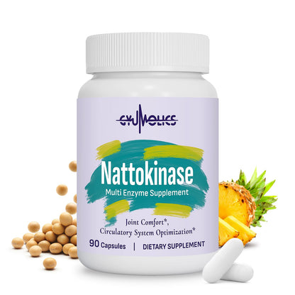 Gyumolics Nattokinase 10000FU Supplement – Organic Enzymes, Serrapeptase, Bromelain, Curcumin, Vitamin E & Ginseng, 90 Capsules