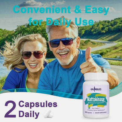 Gyumolics Nattokinase 10000FU Supplement – Organic Enzymes, Serrapeptase, Bromelain, Curcumin, Vitamin E & Ginseng, 90 Capsules