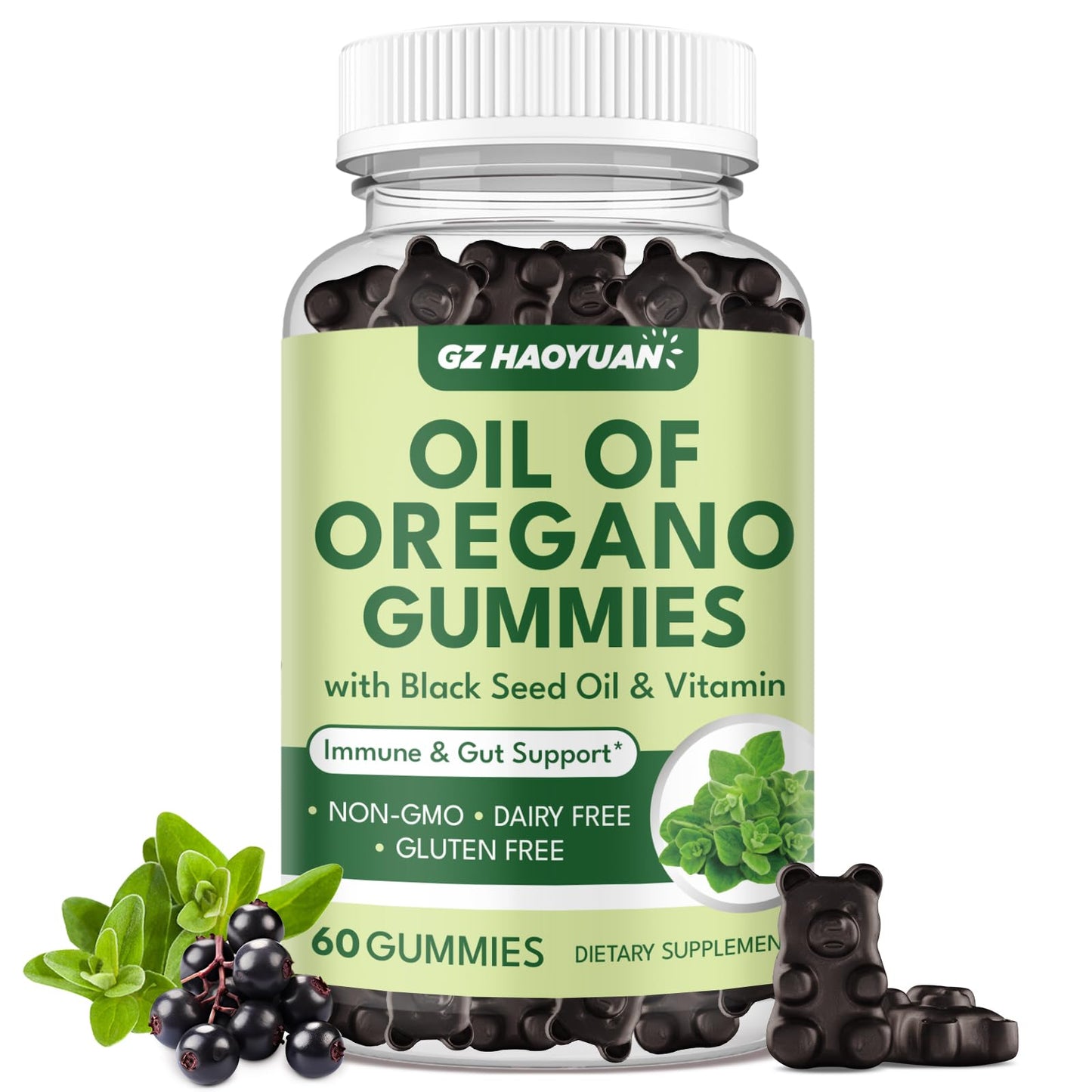 GZ HAOYUAN Oregano Gummies with Black Seed Oil & Vitamin D3