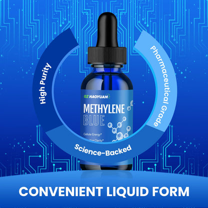 GZ HAOYUAN Methylene Blue Drops 1% USP Grade – Brain Health & Cellular Metabolism (2 fl oz)