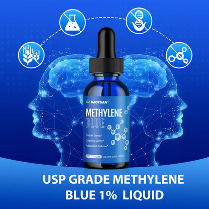 GZ HAOYUAN Methylene Blue Drops 1% USP Grade – Brain Health & Cellular Metabolism (2 fl oz)