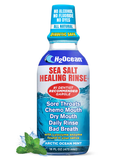 H2Ocean Healing Rinse – Alcohol & Fluoride Free Sea Salt Mouthwash, Arctic Ocean Mint, 16 oz