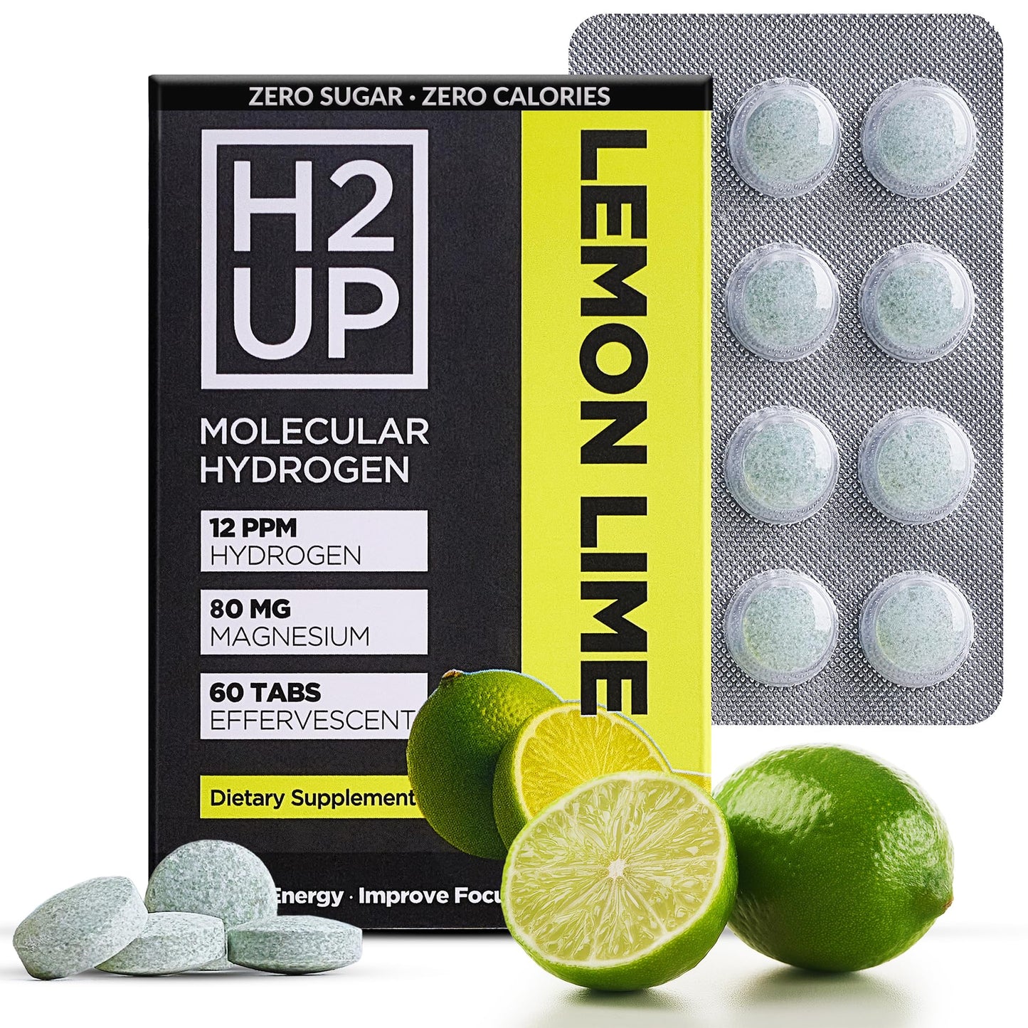 H2UP Sugar-Free Hydrogen Tablets – 60 Count | 12 PPM Hydrogen with Magnesium