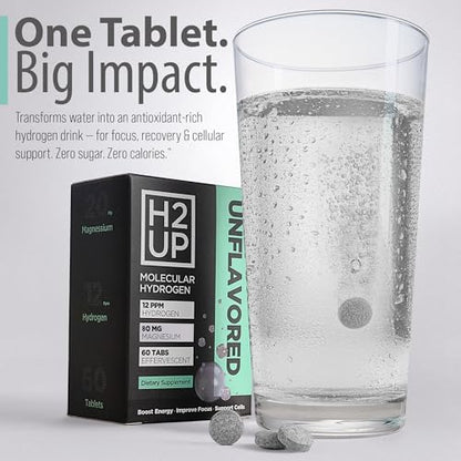 H2UP™ Sugar-Free Molecular Hydrogen Tablets – 60 Count, 12 PPM Hydrogen