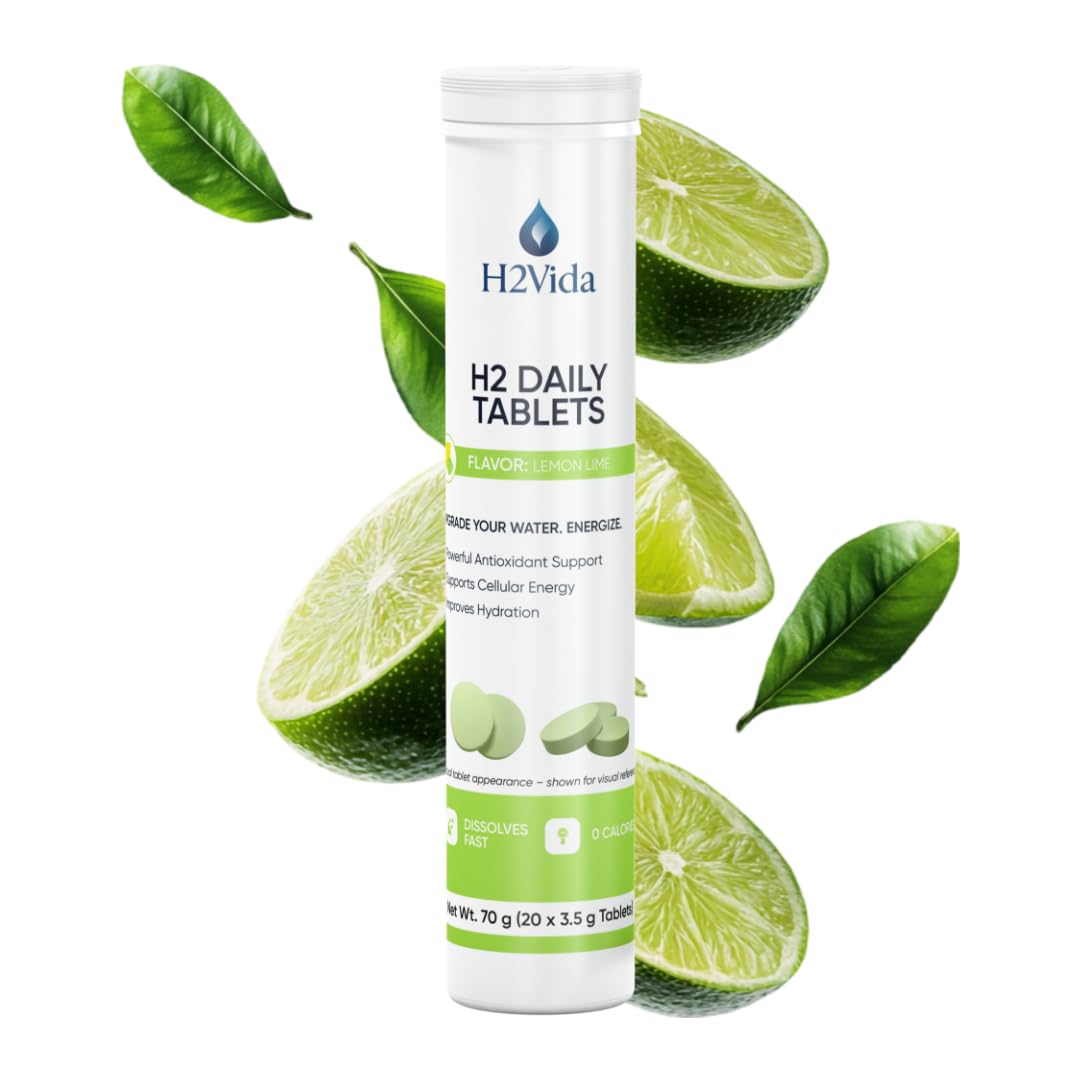H2Vida Hydrogen Water Tablets – Magnesium for Energy, Detox, Hydration & Focus | Lemon Lime, 20 Tablets