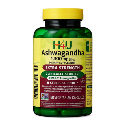 H4U Ashwagandha 1300 mg – Stress & Mood Support, 60 Veg Capsules