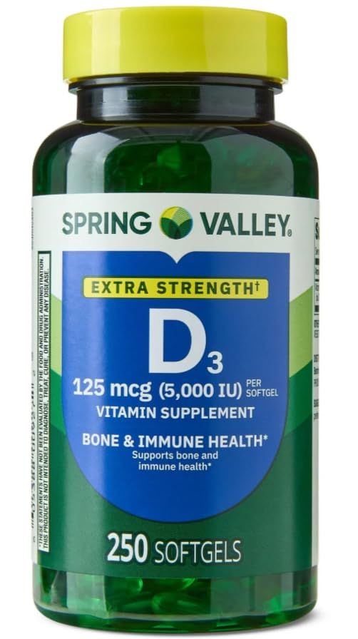 H4U Extra Strength Vitamin D3 5000 IU Softgels - 250 Count | Supports Bones, Teeth & Immunity