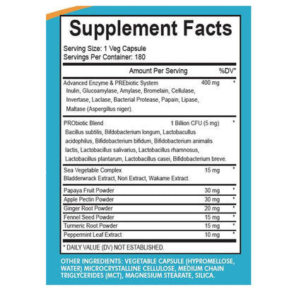 H4U Advanced Digestive Enzymes: Probiotics, Prebiotics & Enzymes (Vegetarian, 180 Count) – For Women & Men