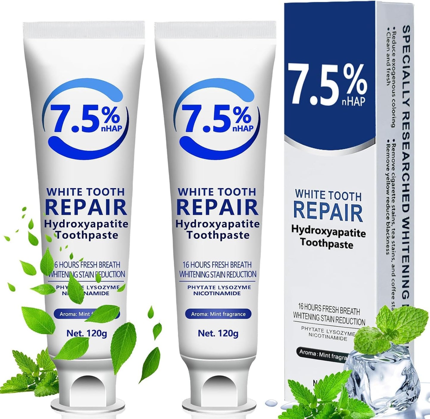 7.5% Hydroxyapatite Toothpaste Set – 2 Pcs for Enamel Protection & Strengthening