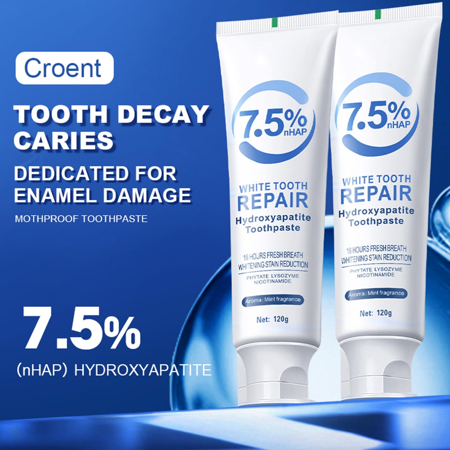7.5% Hydroxyapatite Toothpaste Set – 2 Pcs for Enamel Protection & Strengthening