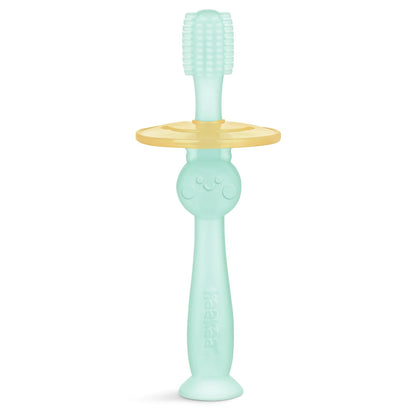 Haakaa 360 Food Grade Silicone Baby Toothbrush - 6M+ with Shield & Base Design, 1pc (Blue)