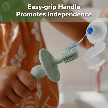 Haakaa 360° Baby Toothbrush with Suction Base – Gentle 360° Cleaning (Pea Green)