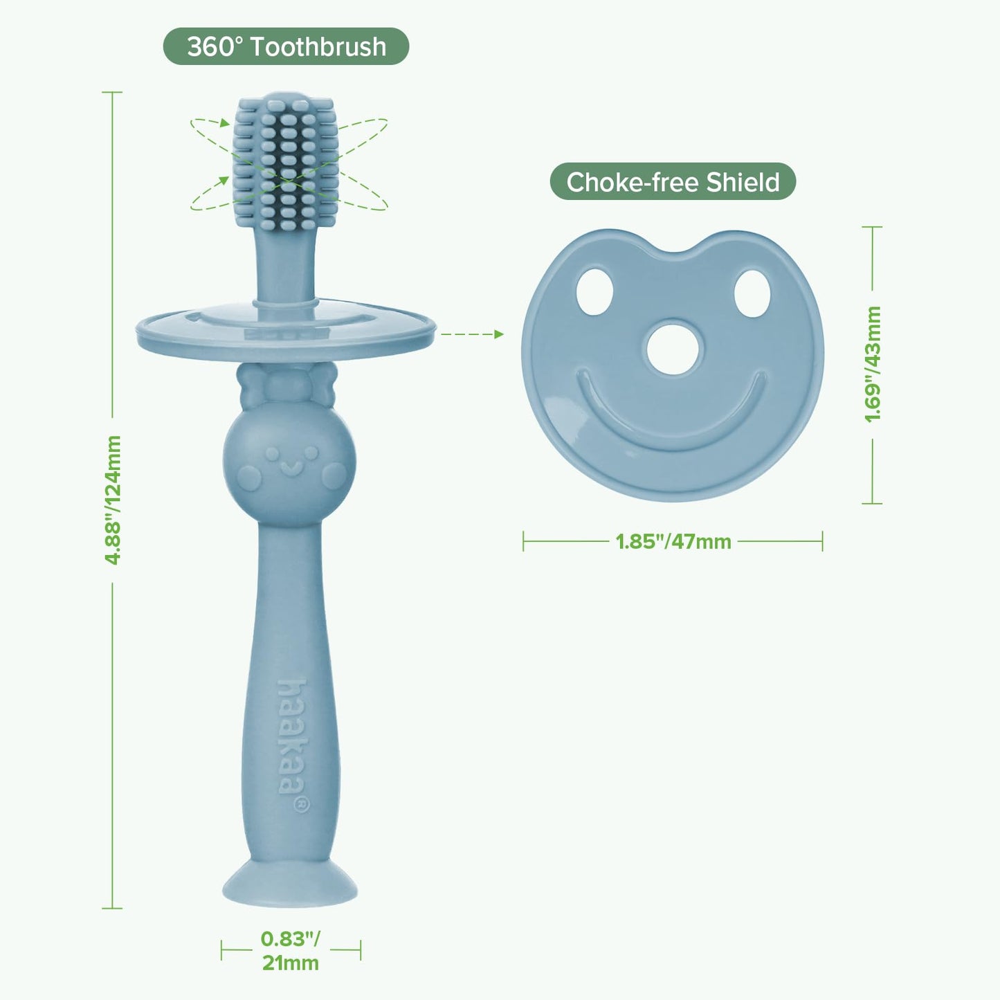 Haakaa 360° Baby Toothbrush with Suction Base – Sky Blue