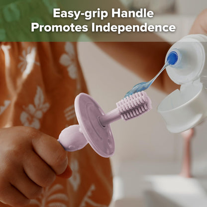 Haakaa 360° Baby Toothbrush with Suction Base | Gentle Cleaning for Infants, Sorft Food-Grade Silicone, Lavender