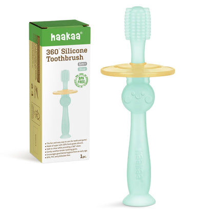 haakaa 360° Baby Toothbrush with Suction Base - Gentle 360° Cleaning