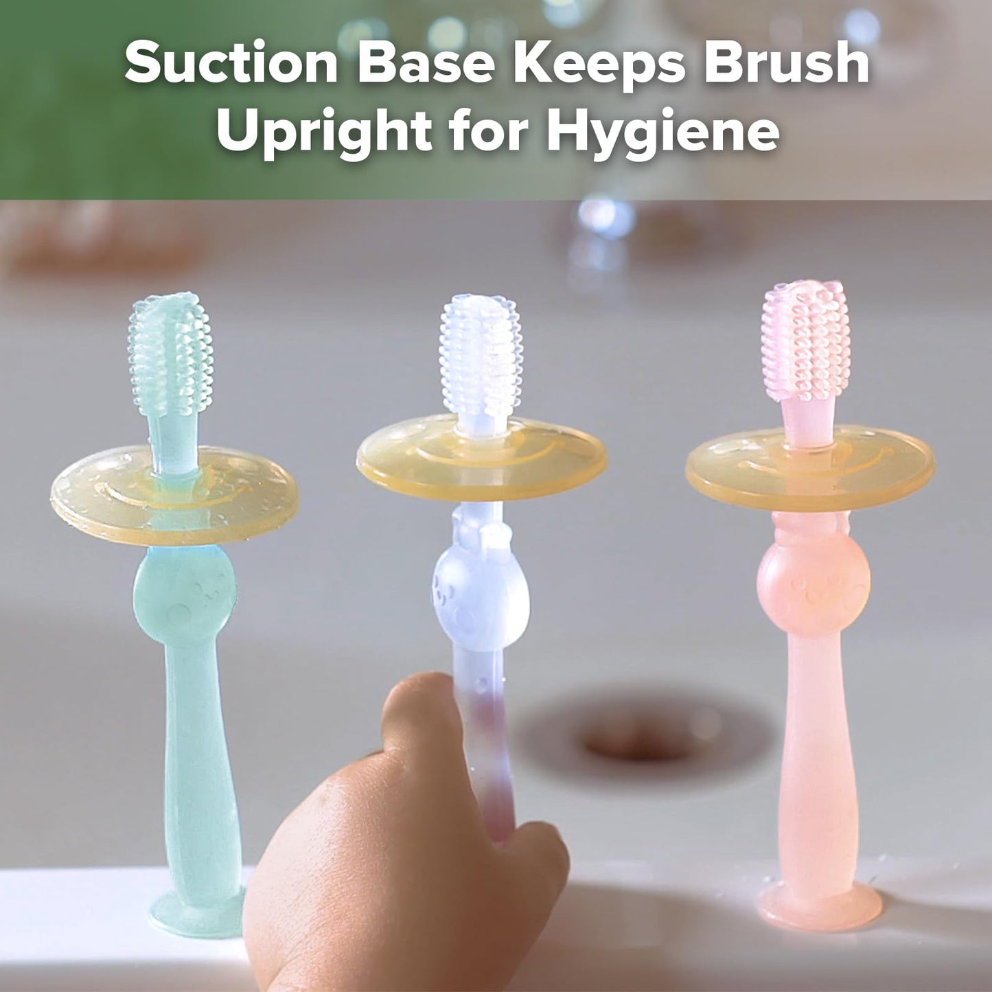 haakaa 360° Baby Toothbrush with Suction Base - Gentle 360° Cleaning