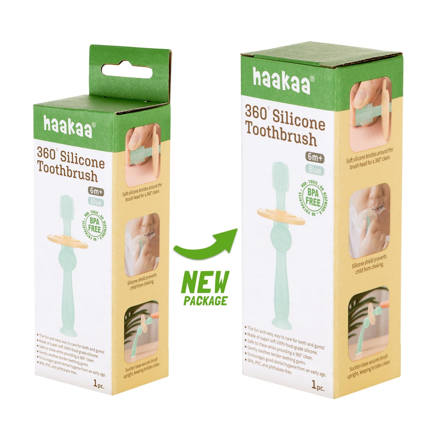 haakaa 360° Baby Toothbrush with Suction Base - Gentle 360° Cleaning