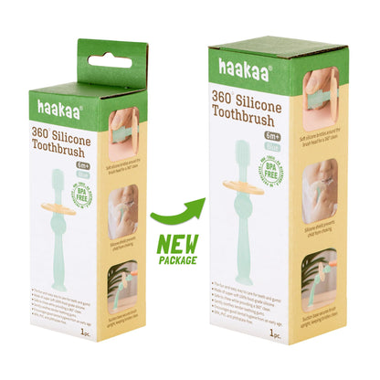haakaa 360° Baby Toothbrush with Suction Base - Gentle 360° Cleaning