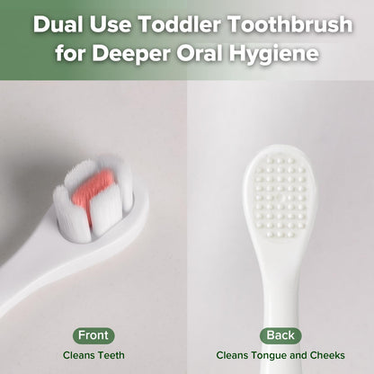 Haakaa Dinosaur Toothbrush for Kids 2-4 (Pink) – Soft Bristles, Silicone Handle, BPA-Free, 2 Count