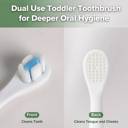 Haakaa Dinosaur Toothbrush for Kids 2-4 - Soft Bristles & Tongue Cleaner, BPA-Free