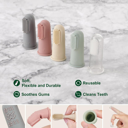 Haakaa Silicone Baby Finger Toothbrush – 2 Pack, Soft Food-Grade Silicone, Infants, Babies & Kids