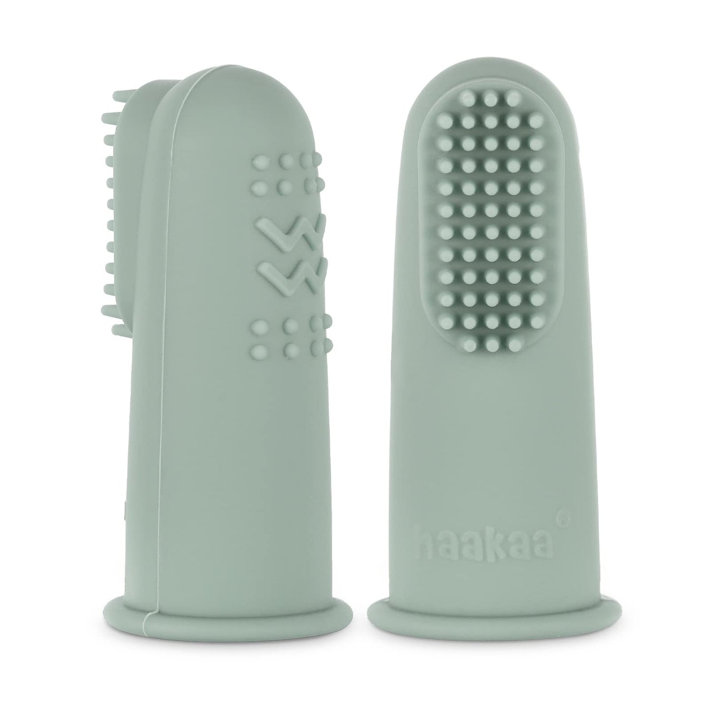 Haakaa Silicone Baby Finger Toothbrush – 0 Months+ | 2 Pack – Pea Green