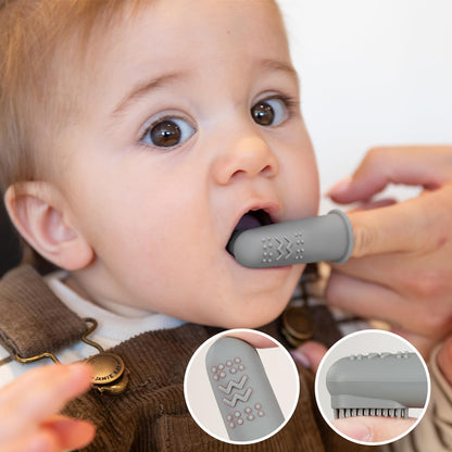 Haakaa Silicone Baby Finger Toothbrush – 0 Months+ | 2 Pack – Pea Green