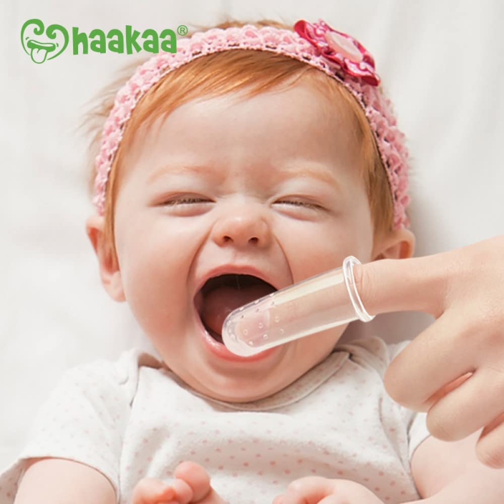 Haakaa Silicone Baby Finger Toothbrush Set - 360° Bristles | 2-Pack, BPA Free, 0m+