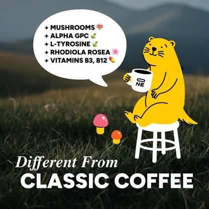 HabitONE Organic Mushroom Coffee Arabica – Lion’s Mane, Cordyceps, Reishi, Chaga – Alpha-GPC & L-Tyrosine – B12 & B3 – 30 Servings – Made in USA
