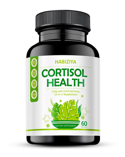 HABIZIYA Cortisol Manager – Adrenal Support for Women & Men (60 Count) | Ashwagandha, Rhodiola Rosea, Holy Basil | Vegan & Non-GMO