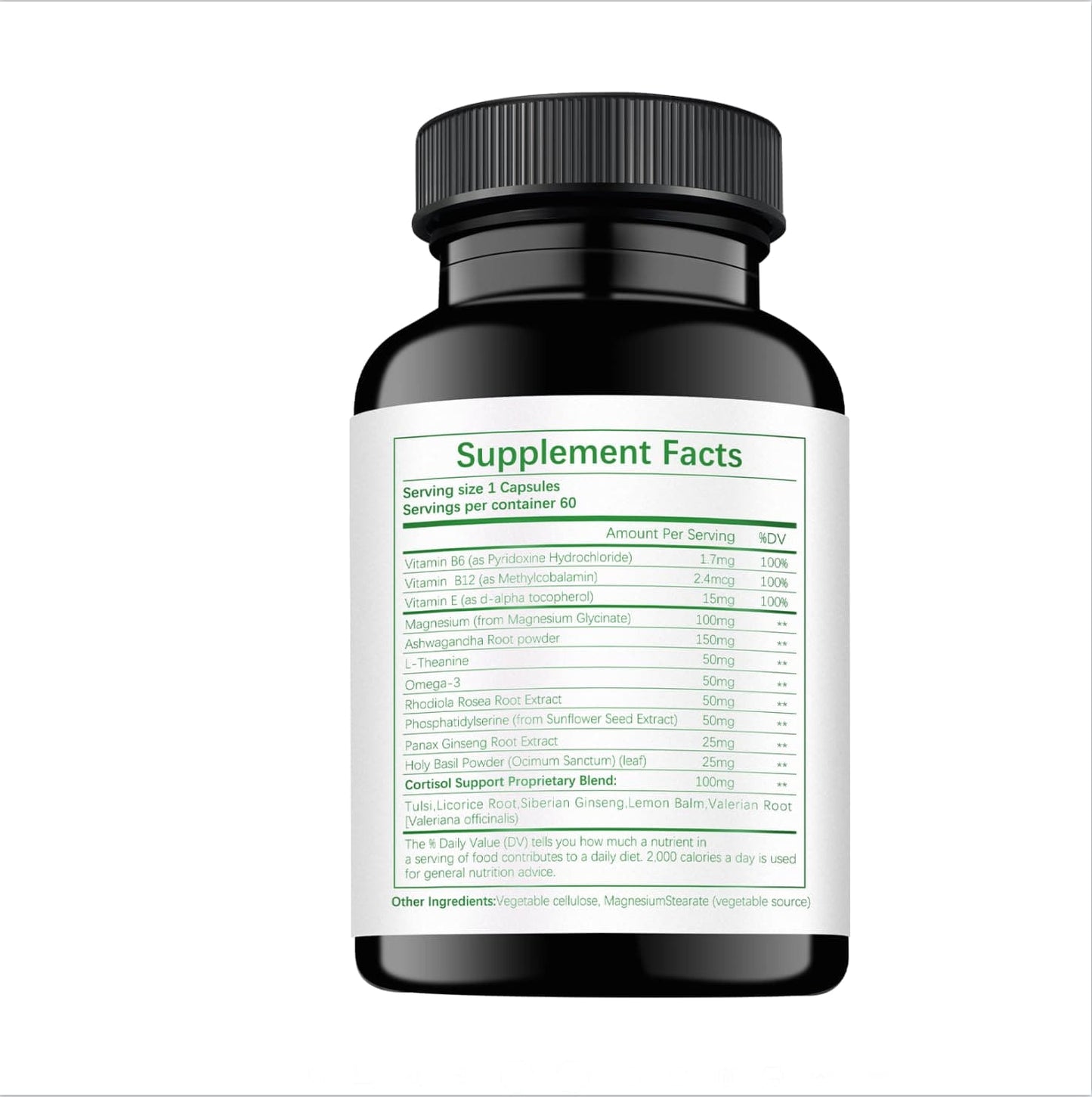 HABIZIYA Cortisol Support Supplement - 15-in-1 Hormone Balance (60 Capsules) with Magnesium Glycinate, L-Theanine, Ashwagandha