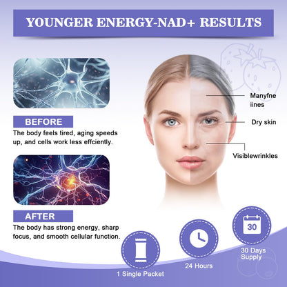 Haditheran NAD 1000mg Supplement – NR, PQQ & Resveratrol for Longevity & Energy (30 Packets)