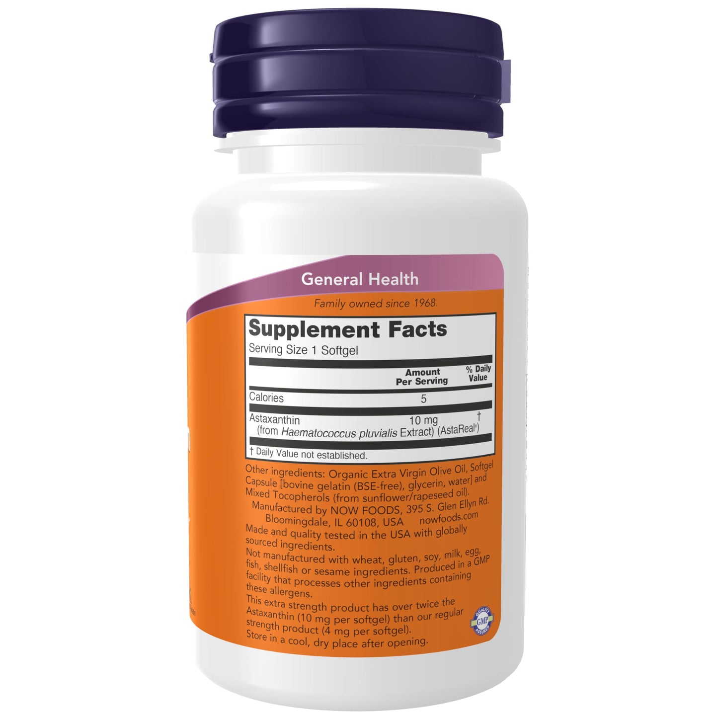 NOW Foods Astaxanthin 10 mg Extra Strength – Non-GMO Haematococcus Pluvialis, 30 Softgels