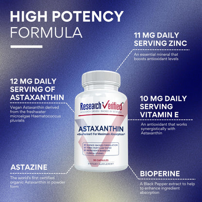 Research Verified Astaxanthin – Powerful Antioxidant for Skin, Eyes & Heart | Made in USA