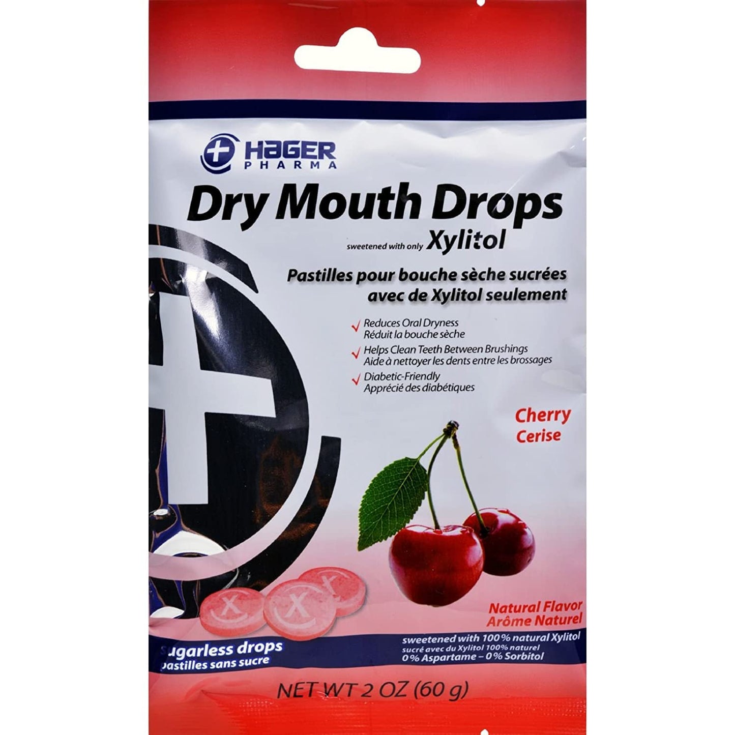 Hager Pharma Dry Mouth Drops with Xylitol, Cherry 2 oz (Pack of 3)