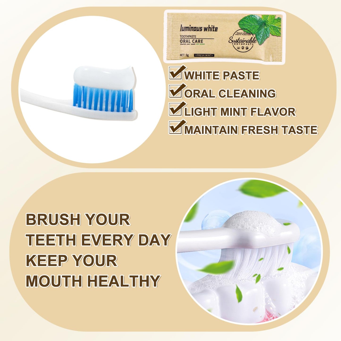 HAIFOTRVA 100 Pack Travel Size Toothpaste 0.105 oz Mint – Mini Disposables for Hotels & Guests