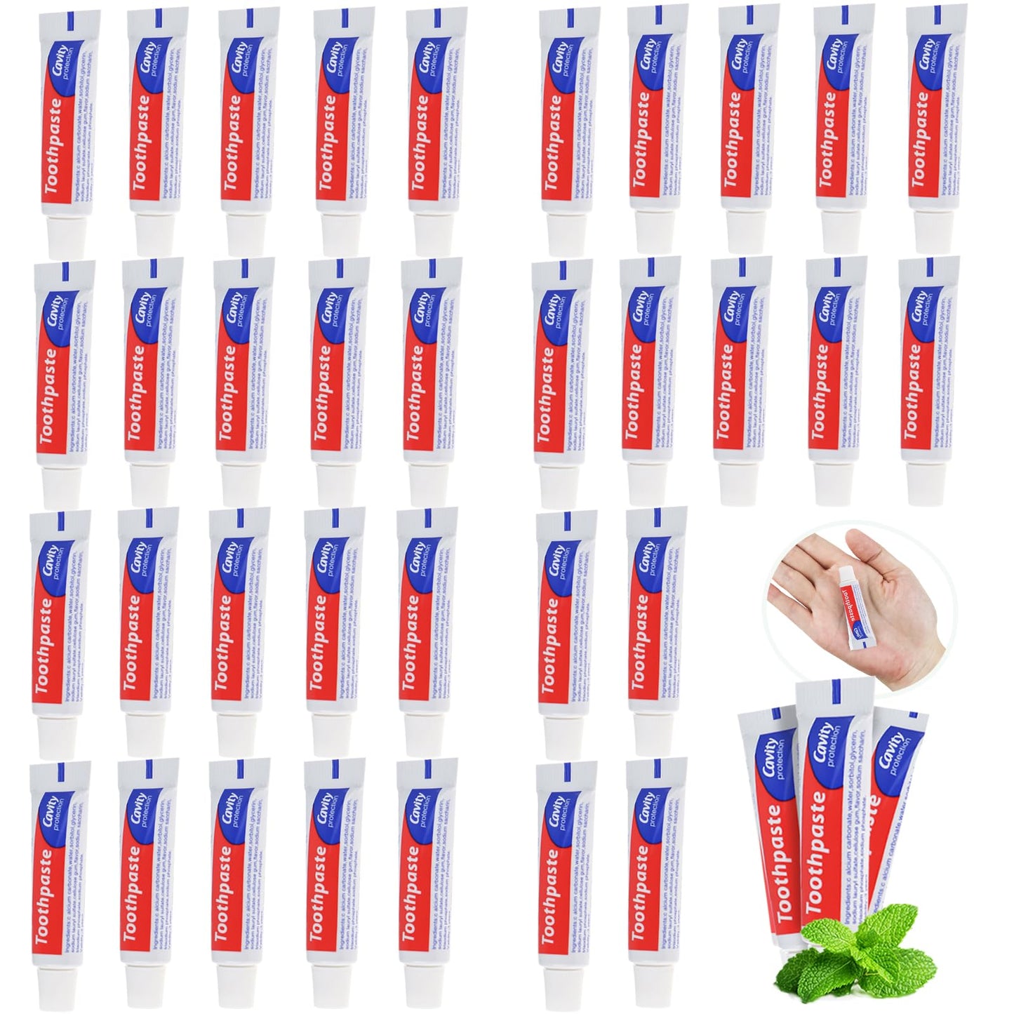 HAIFOTRVA 30 Tubes Bulk Travel Size Toothpaste – 0.176 oz Mint Mini Tubes for Hotels, Guests & Charities